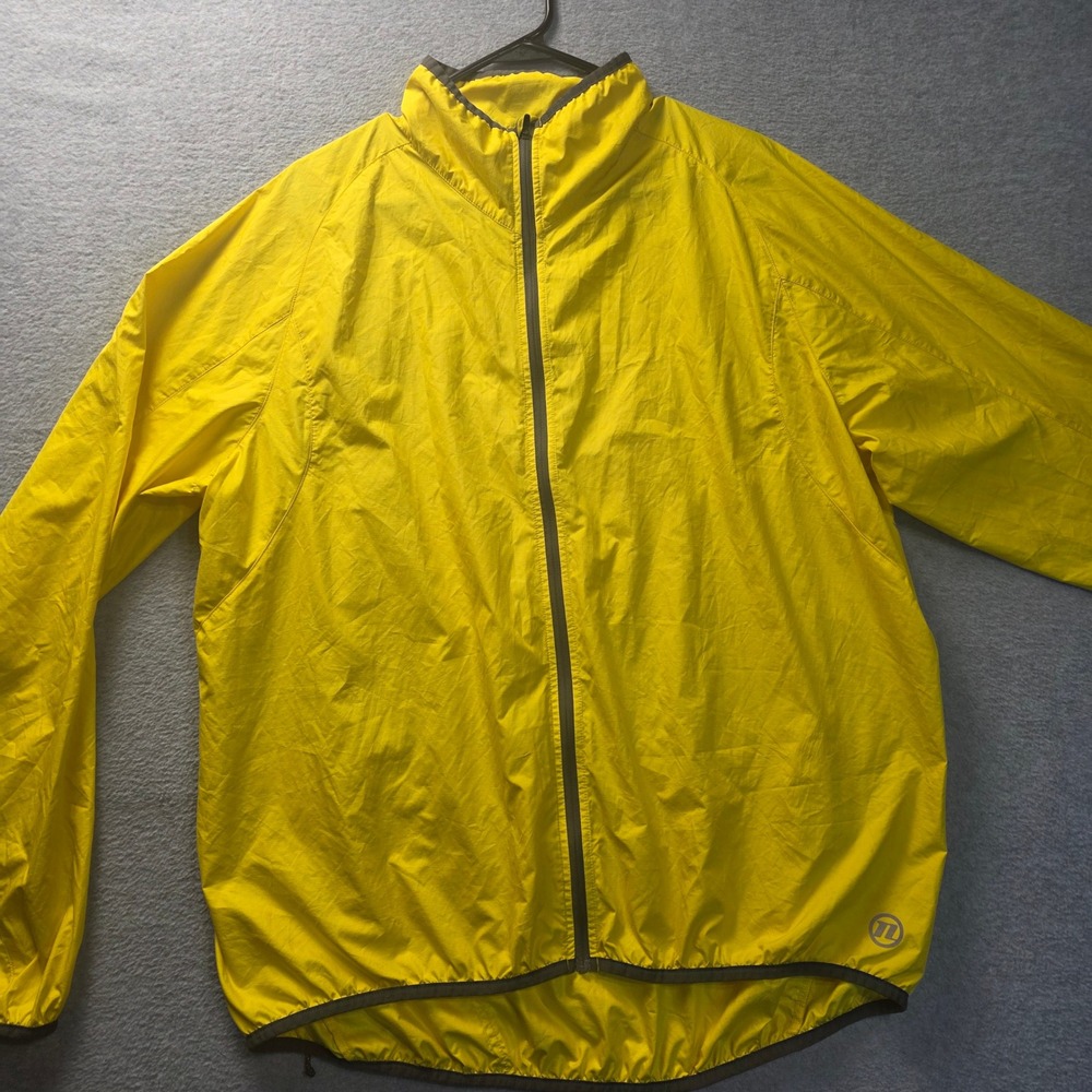 Novara Mens XL Yellow Cycling Windbreaker Jacket Reflective Full Zip Lightweight
